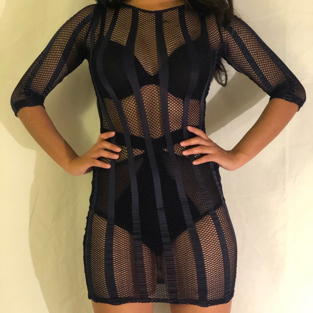 crochet knit beach cover up mini dress